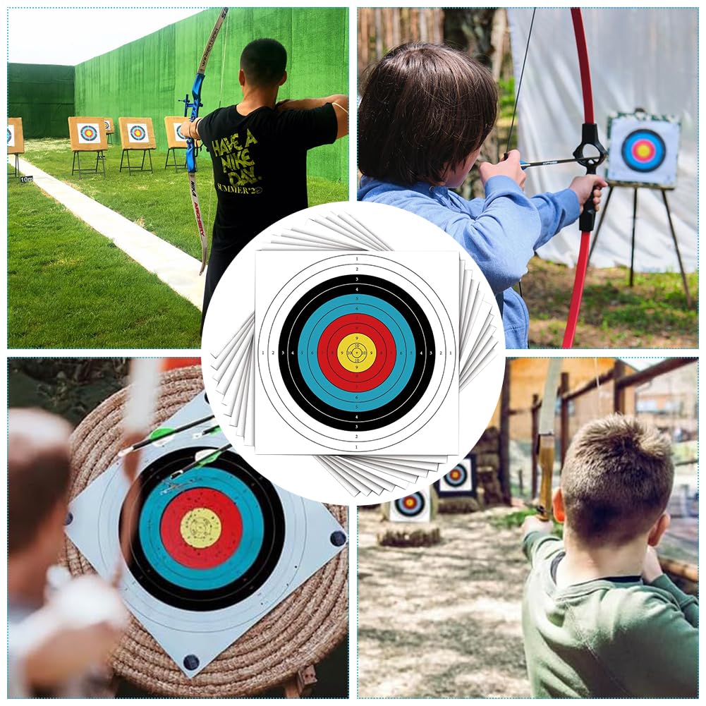 Cibles de Tir à l'arc, Papier pour Cible de Tir 40cm x 40cm, Anneaux en Papier Cibles, Standard Papier de Tir à l'arc, Cible de Tir à l'arc épais, Archery Targets Paper Standard