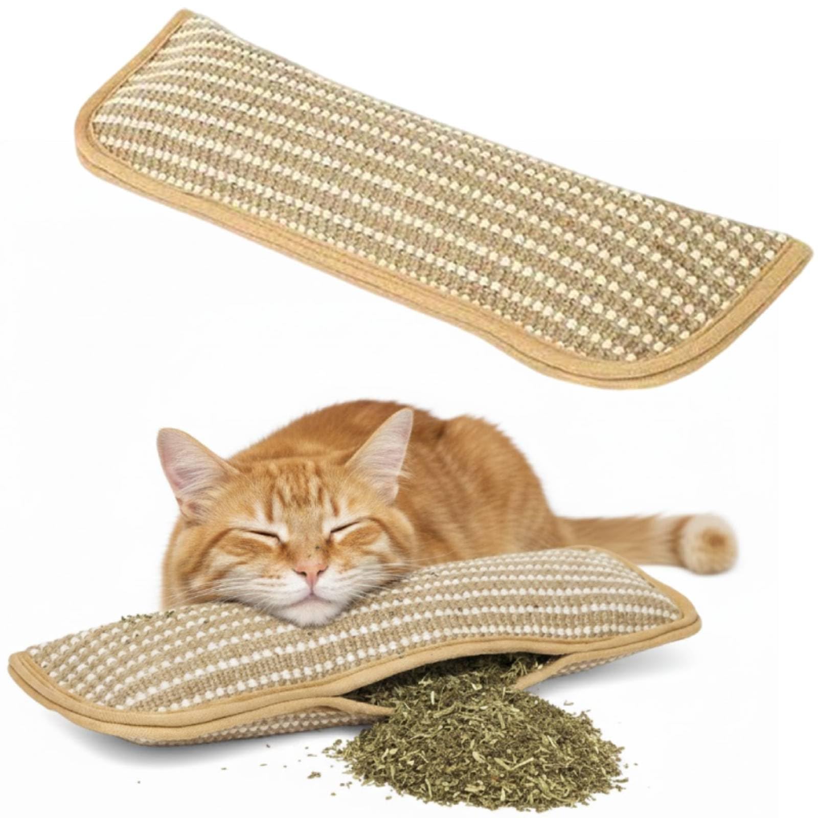 Interactive Catnip Chew Toy with Organic Catnip, Catni-p Pillows for Cats, Soft Sisal Indoor Kitten Scratching & Kicker Toys, Teeth Cleaning Catnips Pillow for Indoor Cat with Drives Bored Cats Crazy