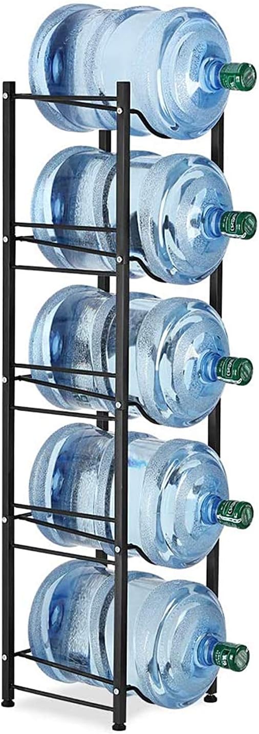 LIANTRAL Water Cooler Jug Rack, 5-Tier Heavy Duty Water Bottle Holder Storage Rack for 5 Gallon Water Dispenser, Save Space (Black)…