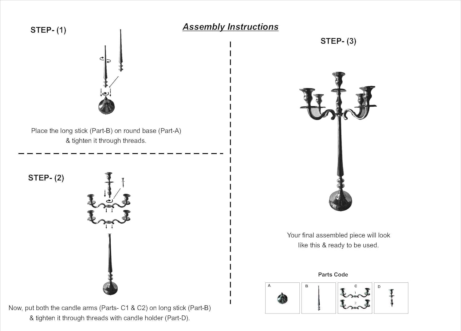 Benjara 24 Inches Handcrafted 5 Arms Aluminum Candelabra in Traditional Style, Silver