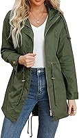 Ciguo Women's Lightweight Anorak Jacket: Zip-Up Hoodie with Drawstring Waist, Utility Pockets for Fall Casual Wear