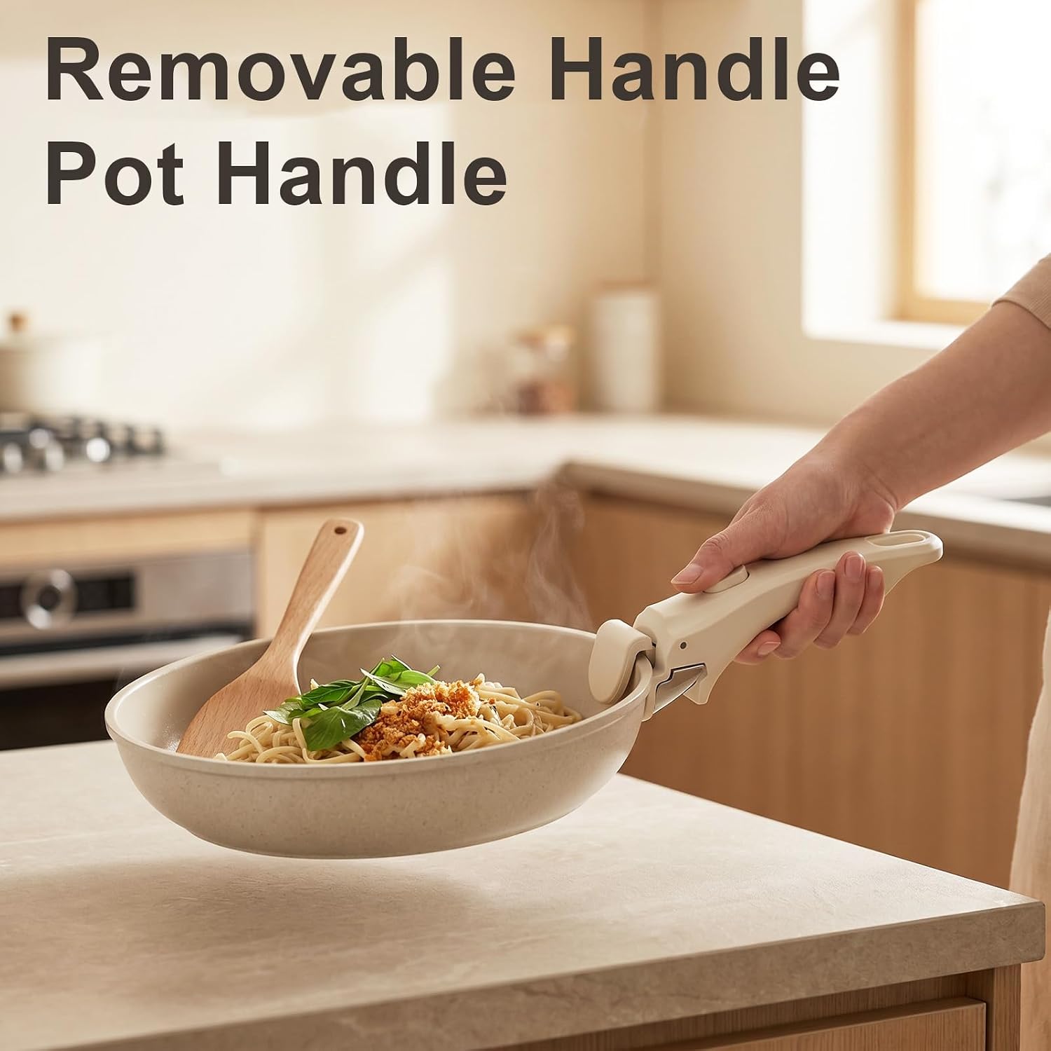 2 Pcs Removable Pot Handle, 7.5" Detachable Handle for Pots and Pans, Universal Cookware Handle Replacement with 4 Pcs Silicone Oven Mitts Heat Resistant Suitable for All Cookware