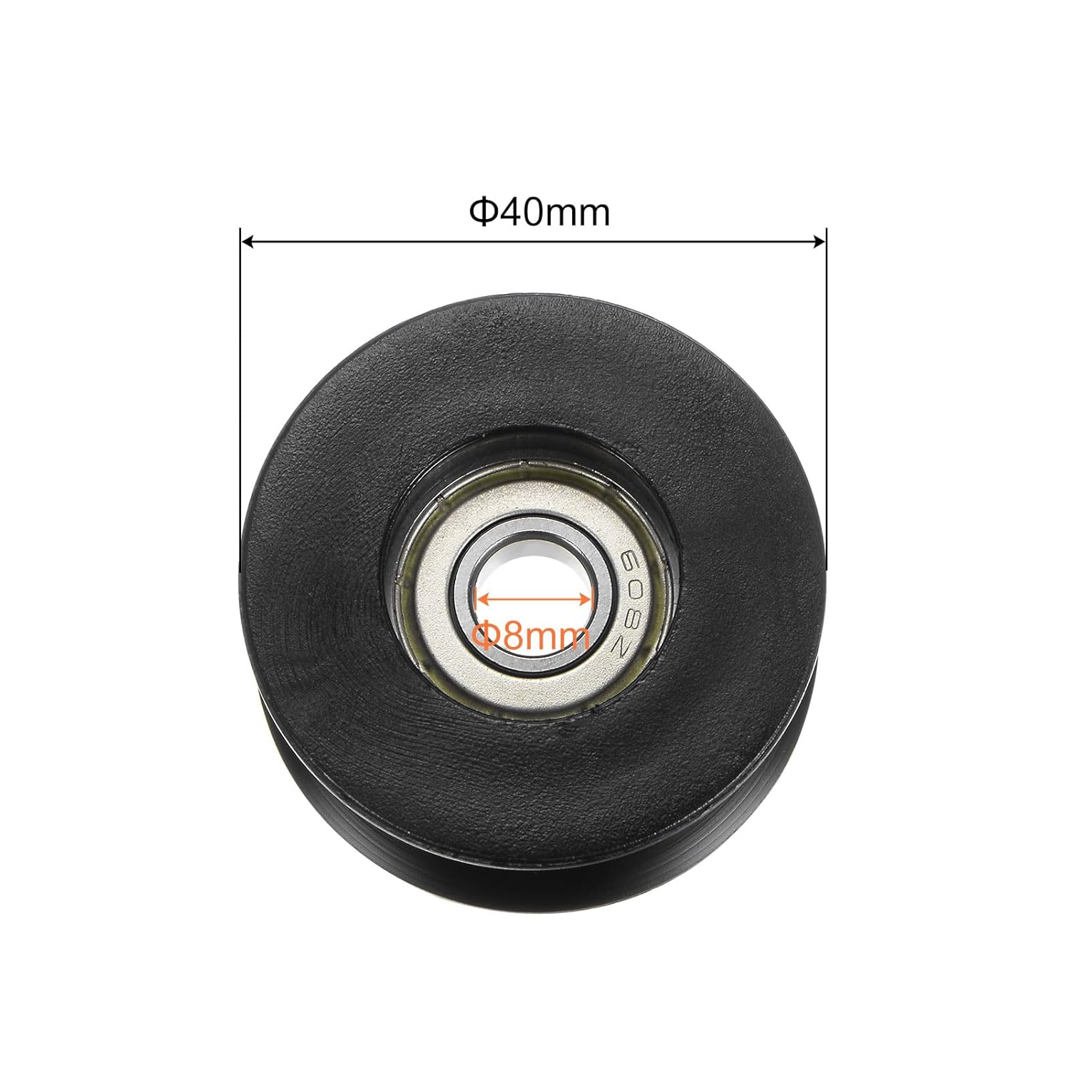 uxcell 6pcs U Type Groove Pulley Black Nylon Guide Rolling Bearing 8x40x20.5mm U Groove Roller Wheel for Door Window or Drive Mechanical Equipment