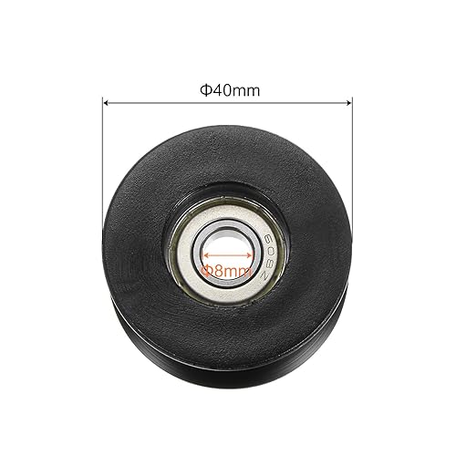 Miniatura 4 de uxcell 6 unids U tipo polea de ranura de nylon negro guía rodamiento 0.315x1.575x0.807 in U ranura rodillo rueda para puerta ventana o unidad