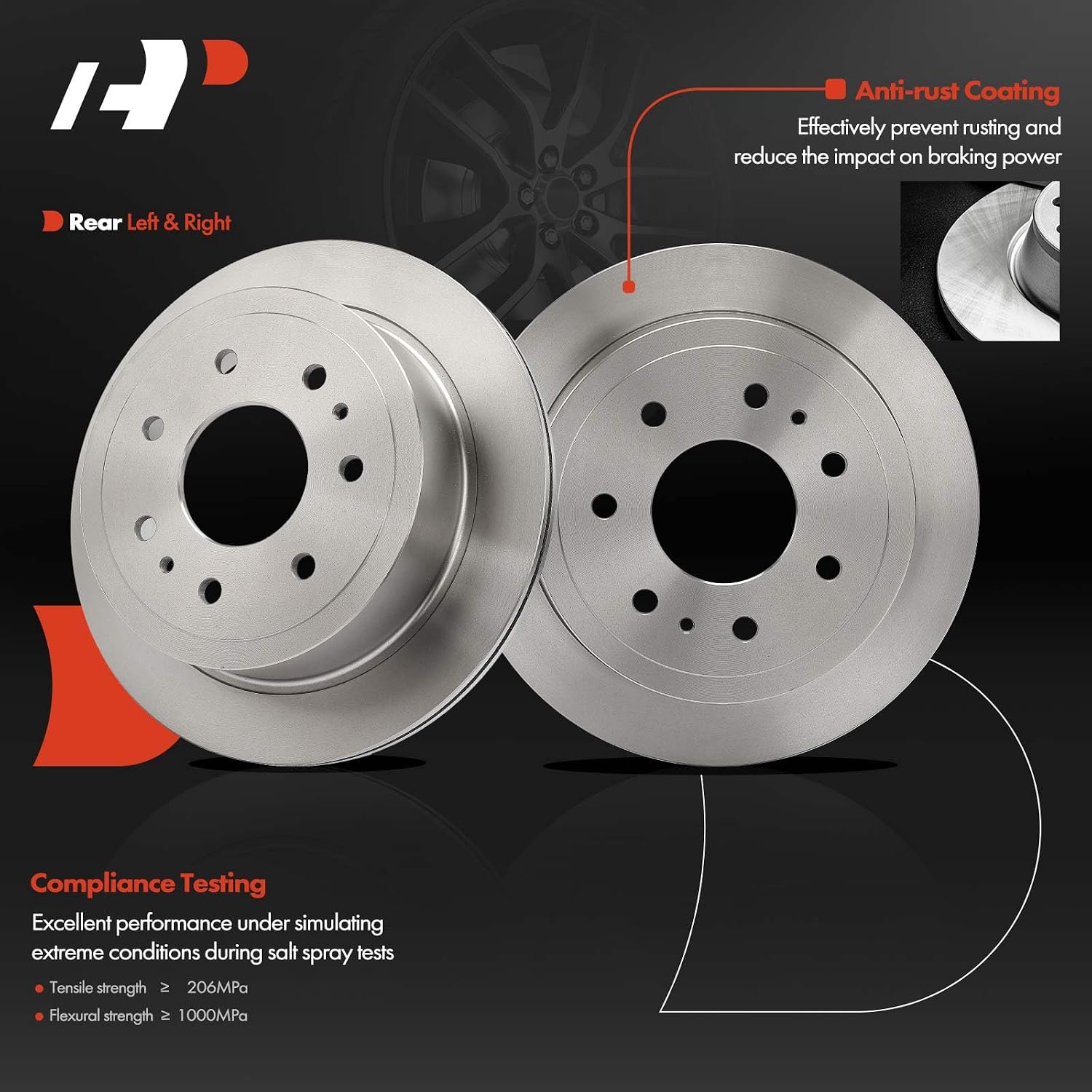 A-Premium 13.70 Inch (348 mm) Rear Vented Disc Brake Rotors, 2-Pack | Compatible with Lincoln and Ford models - F-150 F150 2004-2011, Mark LT 2006-2008