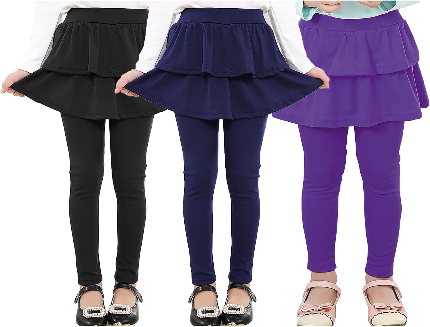 RieKet Girls School Uniform Pants Warm Stretchy Athletic Leggings with Skirt 2-14 Years