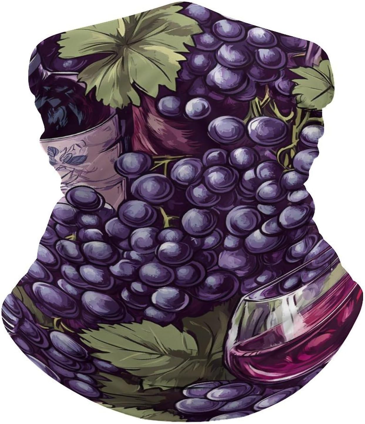 Grape Red Wine Glass Neck Gaiter Windproof Face Mask Bandanas for Men Women Cold Weather Scarf