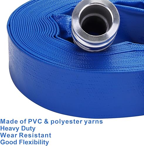 Miniatura 40 de Lay-Flat Manguera de retrolavado para piscina, manguera de descarga reforzada de PVC resistente a la intemperie, manguera de drenaje de piscina