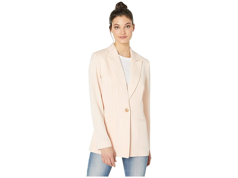 

WAYF Goodwin Single Breasted Blazer (Blush Wide Stripe) Women's Jacket, Beige