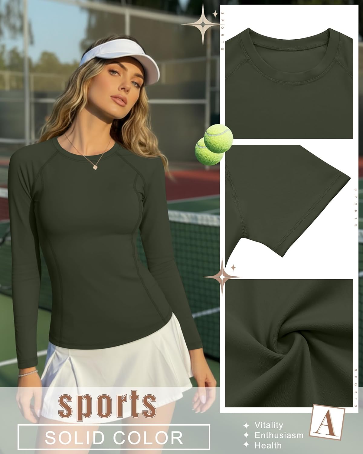 4 Pack Women's Compression Shirts Long/Short Sleeve Workout Yoga Tops Raglan Crewneck Athletic Gym Slim Base Layer - Image 5