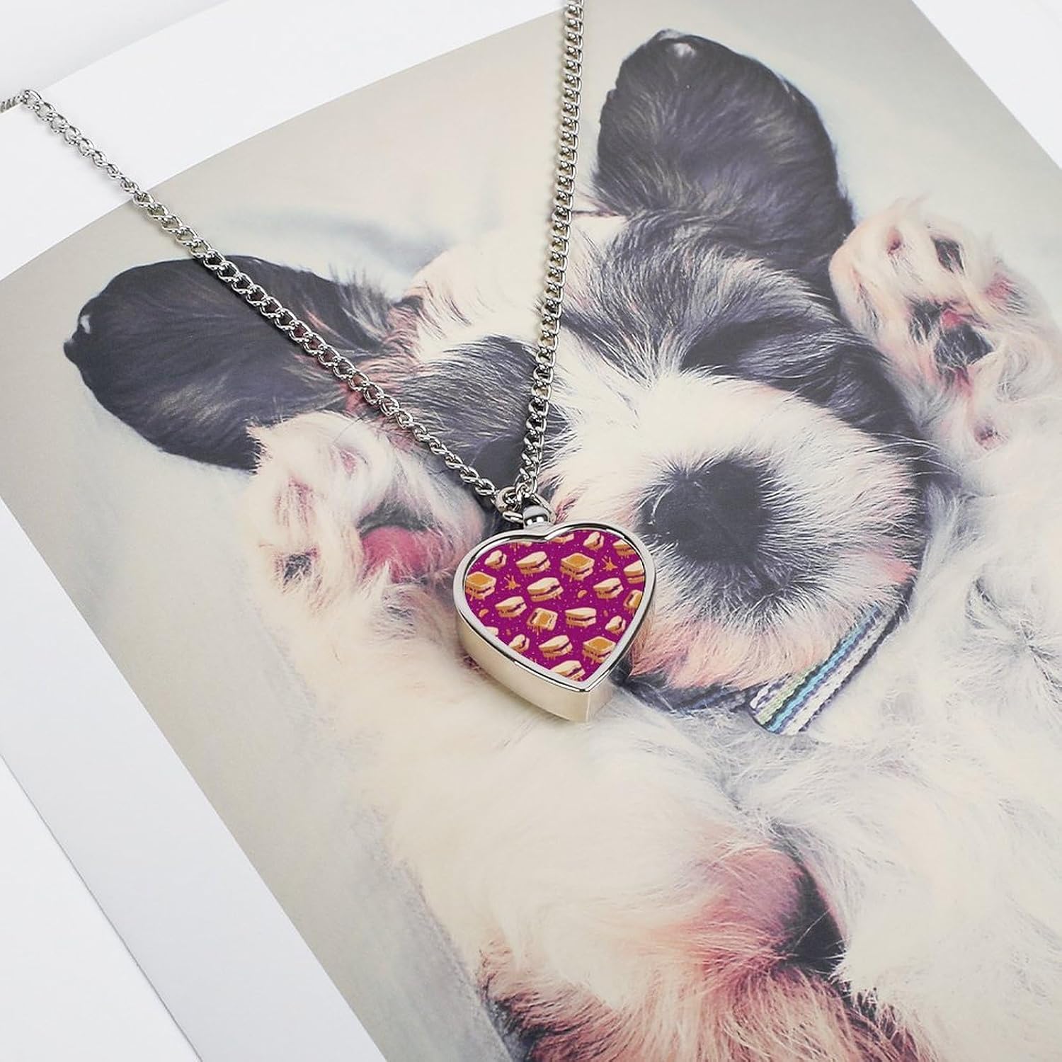 Breakfast Peanut Butter Jelly Personalized Pet Urn Necklace Heart Shape Ashes Necklaces Memorial Jewelry for Pet Dog Cat Ashes image 5
