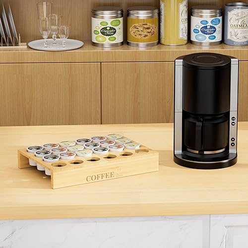 Vista 8 de MinBoo BamBoo - Soporte para tazas K para cajón o encimera, organizador de cápsulas de café, soporte para 35 cápsulas de café, soporte para cápsulas