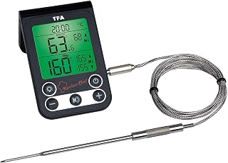 TFA-Dostmann Kitchen-Chef 14.1512.01 Digital Grill Thermometer, Black with Batteries