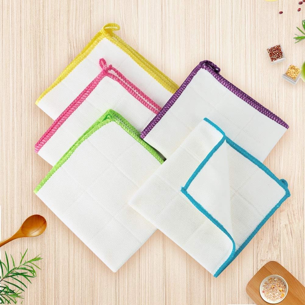 Strofinacci riutilizzabili in bambù, assorbenti, lavabili in lavatrice, multiuso, per cucina, piatti, asciugamani ecologici per uso quotidiano, confezione da 10