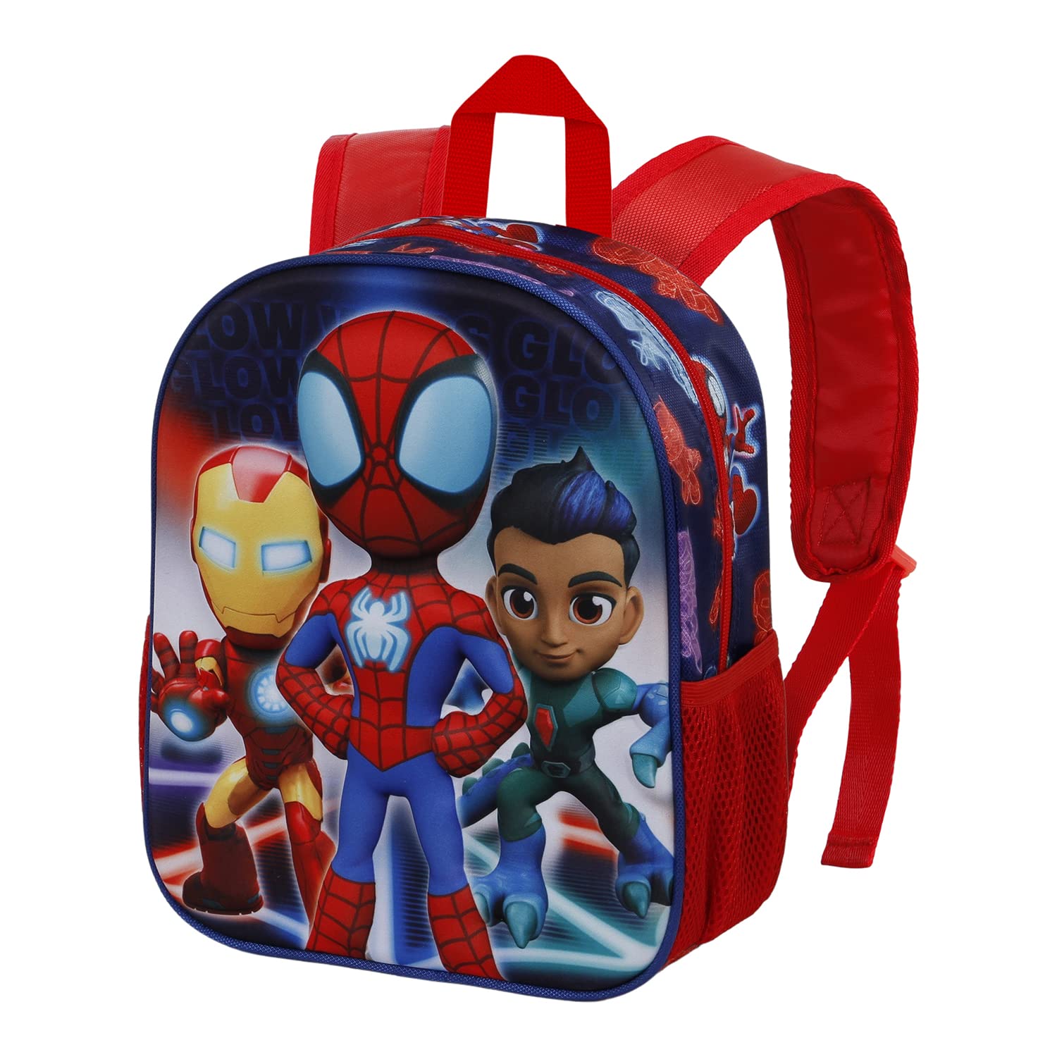 Marvel Spiderman Glow-Mochila 3D Pequeña, Azul, 26 x 31 cm, Capacidad 8.5 L