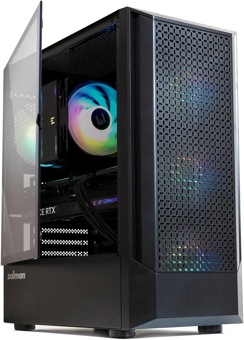 Zalman FIT Mid Tower ATX PC Case - 4 x ARGB Fans Preinstalled, Swing Door Tempered Glass, USB 3.0, Support up to 6 x 120mm Fans, 325mm GPU, 360mm Radiator, RGB Gaming Case, Black