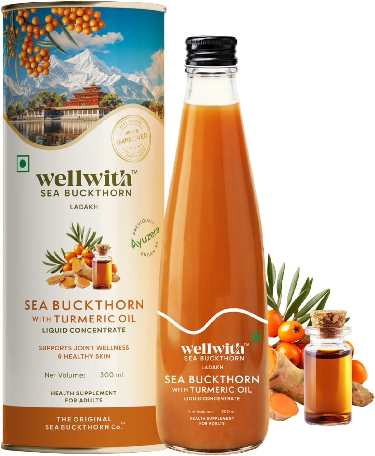 Sea buckthorn with Turmeric Curcumin Oil 300ml | Liquid Supplements | Makes Upto 50 Glass Juice
