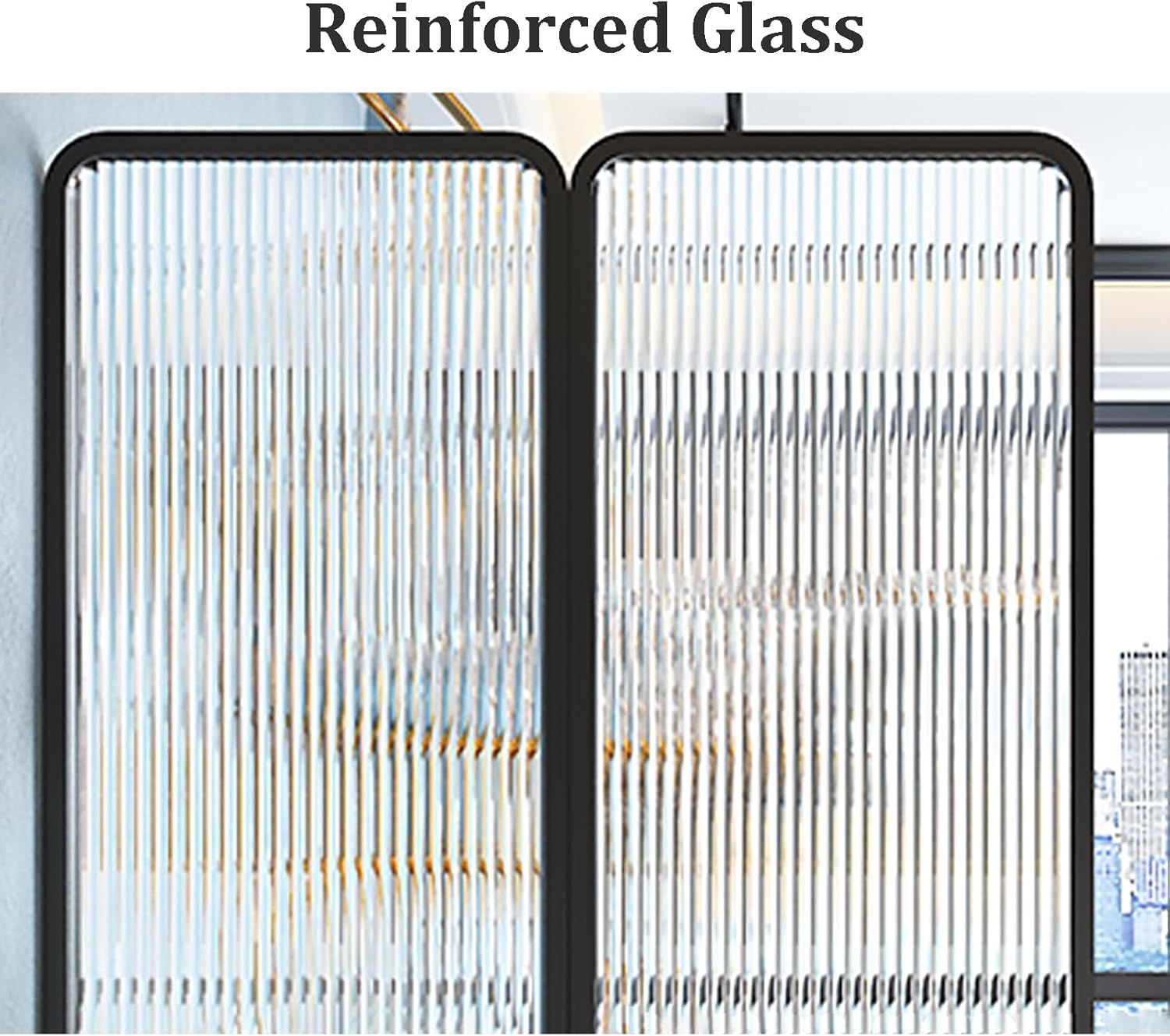 6ft Tall Glass Room Divider, 4-Panel Metal Folding Freestanding Partition Screen, Modern Decorative Translucent Privacy Panel for Room Separation