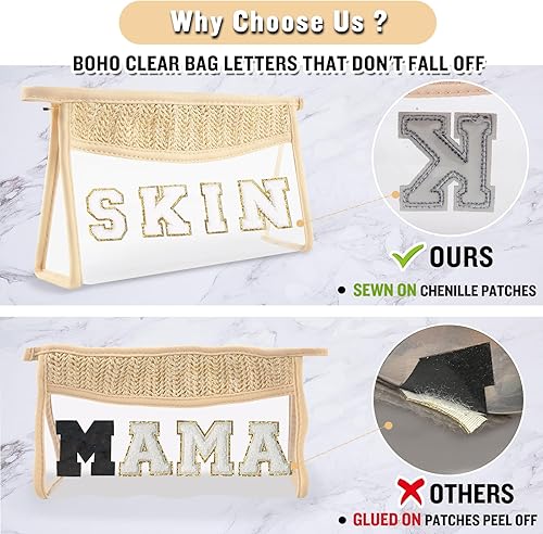 Miniatura 5 de izuzta Bolsa de maquillaje transparente boho para mujeres y niñas, Piel