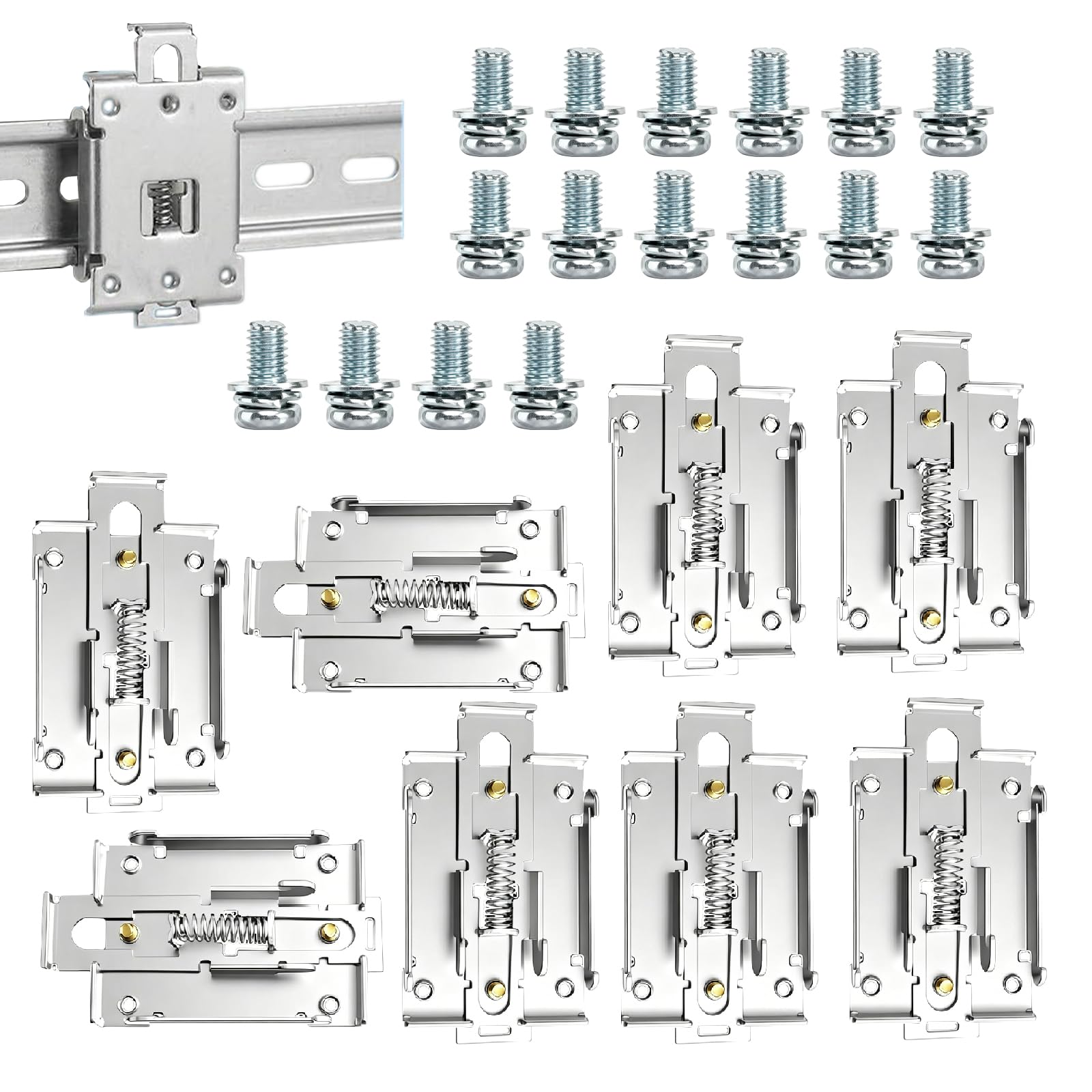 8 abrazaderas de sujeción fijas para carril DIN de 35 mm, soporte de montaje de metal, soporte universal para relés y relés de estado sólido, soporte de fijación para relé de estado sólido para