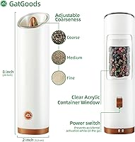 Vista 6 de Gravity Juego de Molinillo Eléctrico de Sal y Pimienta, Grosor Ajustable, Luz LED Cálida, Operación Automática con Una Mano, Funciona