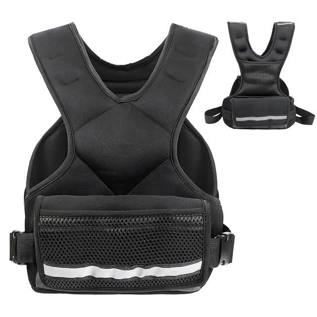 Weighted Vest Men Women 5lb 10 lb Adjustable Weighted Vest with Reflective Stripe for Workout Strength Training Running