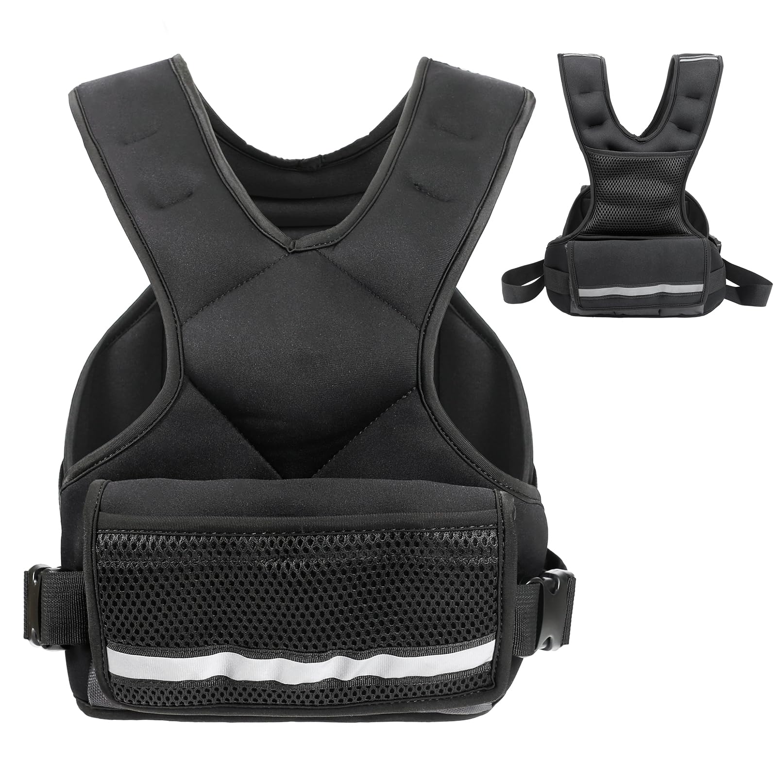 Weighted Vest Men & Women, 5lb/10 lb Adjustable Weighted Vest with Reflective Stripe, for Workout, Strength Training, Running, Fitness, Muscle Building, Weight Loss,Weightlifting