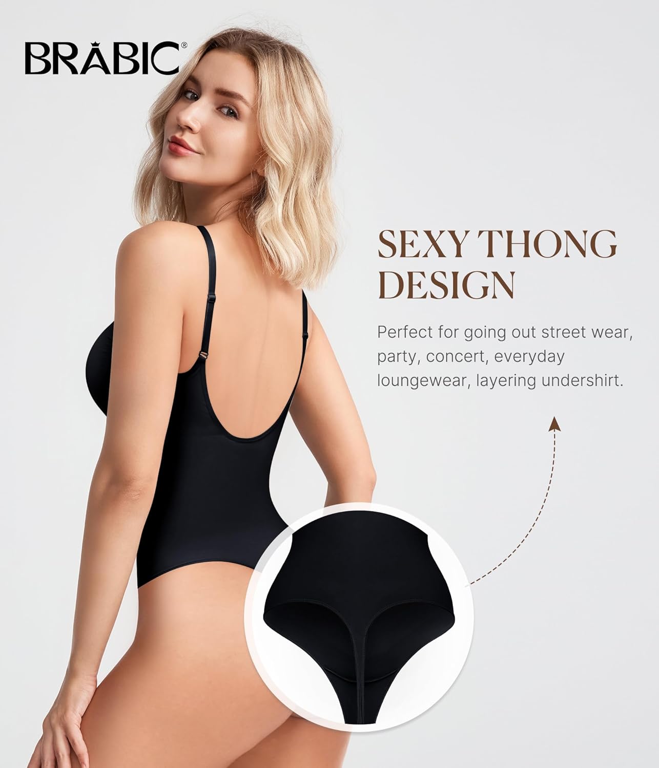 BRABIC Women's Backless Shapewear Bodysuit Tummy control Thong Seamless Body Shaper Sleeveless Compression Tanks Tops - Image 3