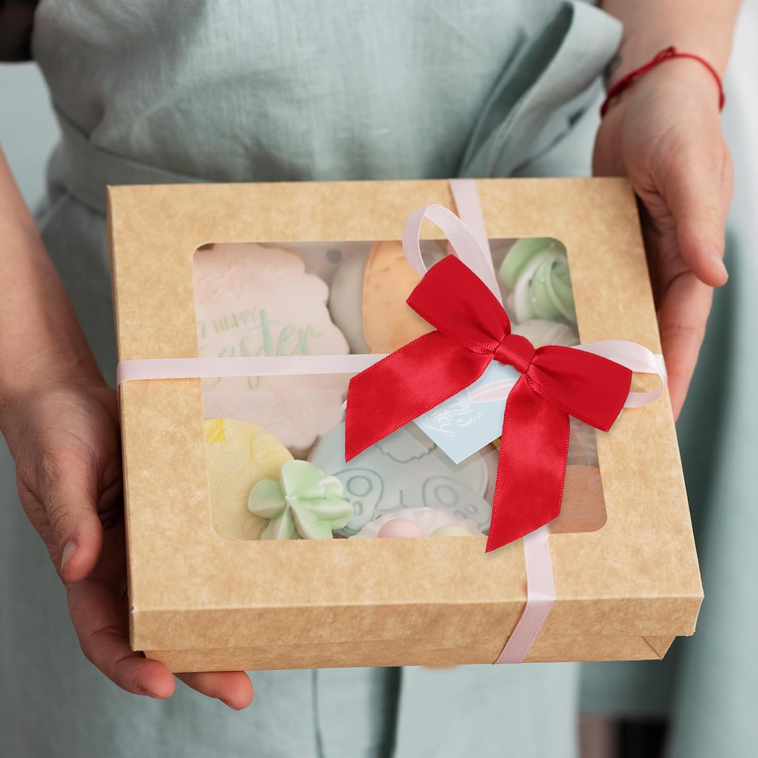 50 Pack Red Twist Tie Bows, 3.5" Satin Ribbon Mini Red Bows for Tying Up Packages Gifts Wrapping,Crafts Package,Bakery Candy Bags,Party Favors, Wedding,Baby Shower Decorations - Image 6