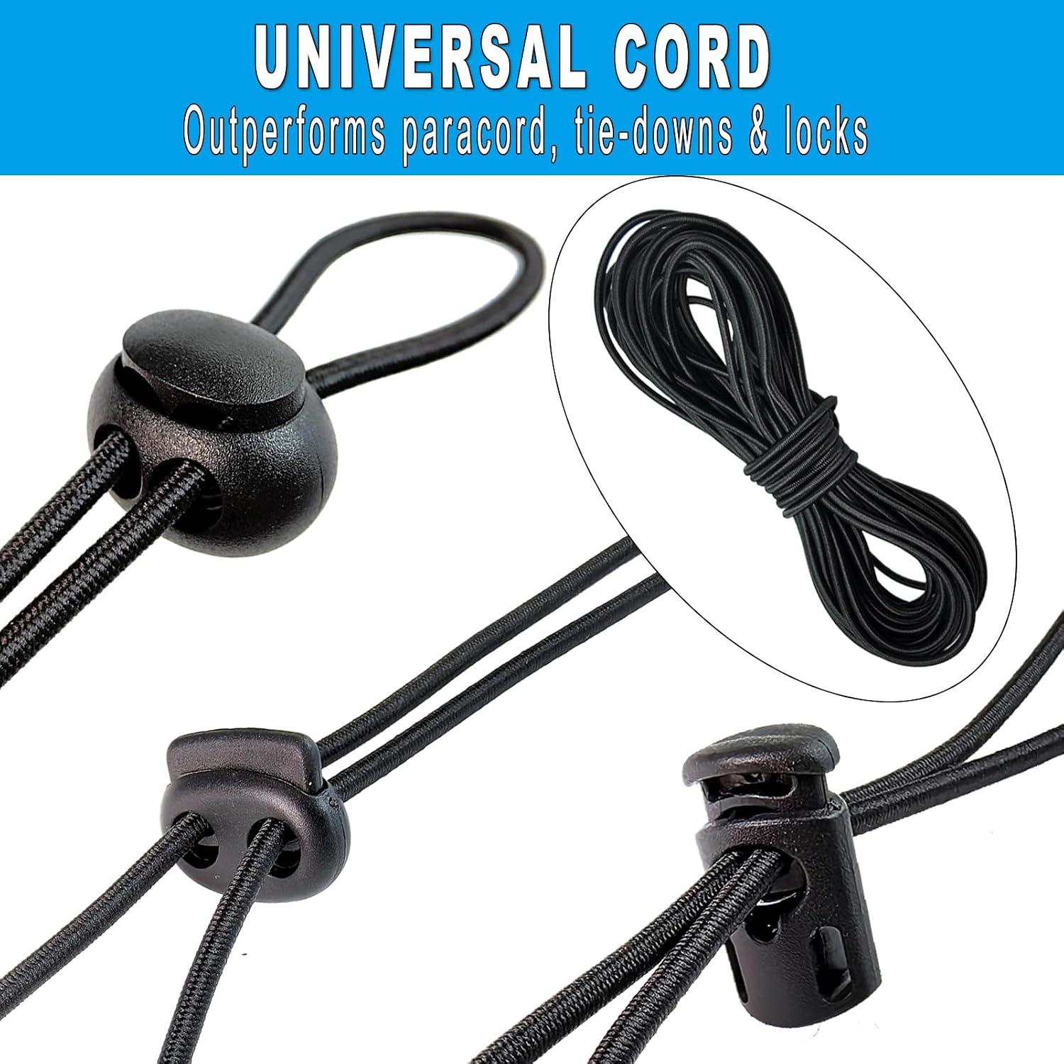 ZUSHALLMY 1/8-inch (3 mm) Round Black Elastic Cord – 11 Yards – Stretch Shock Cord, Bungee Rope, Black Elastic String Cord for Sewing, Craft, DIY, Mask, Drawstring