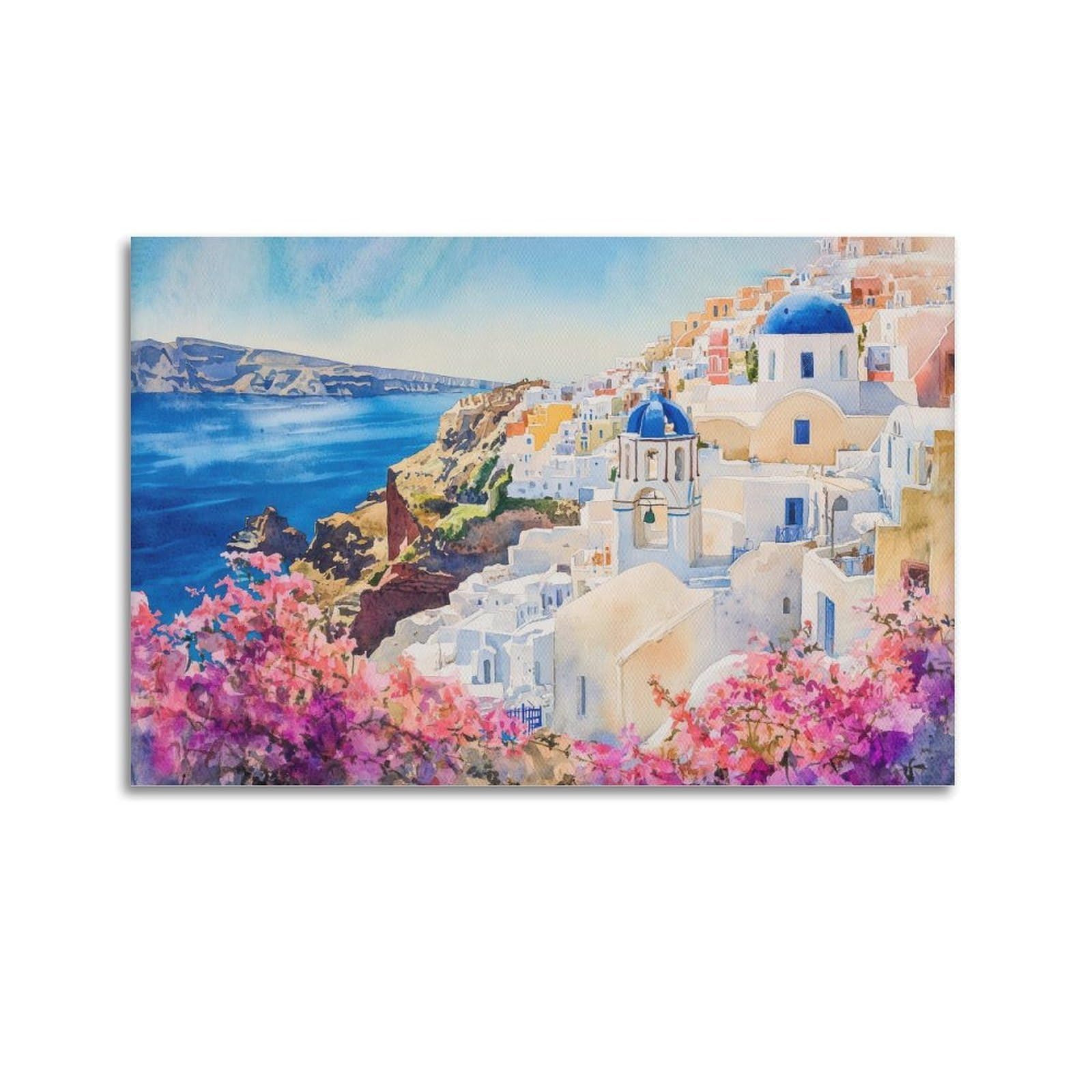 xiaoxiaoshen Santorini Greece Coastal Island Scene Scenic Greek_1_3 Canvas Poster Wall Art Prints Room Aesthetic Murals Bedroom And Living Decorations 20x30inch(50x75cm)
