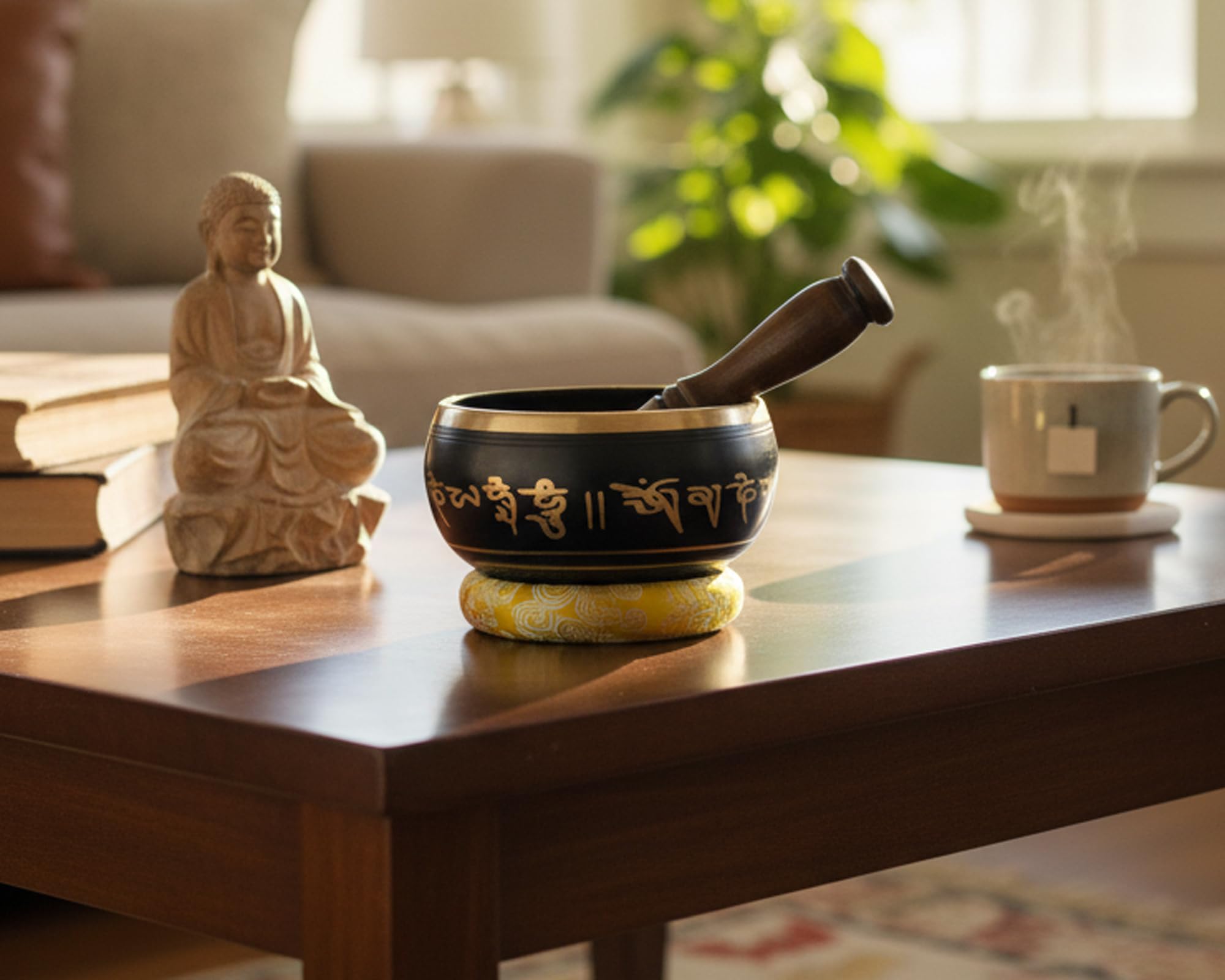 eSplanade - 5 inches - Singing Bowl Tibetan Buddhist Prayer Instrument With Striker Stick | OM Bell | OM Bowl | Meditation Bowl | Music Therapy (black)
