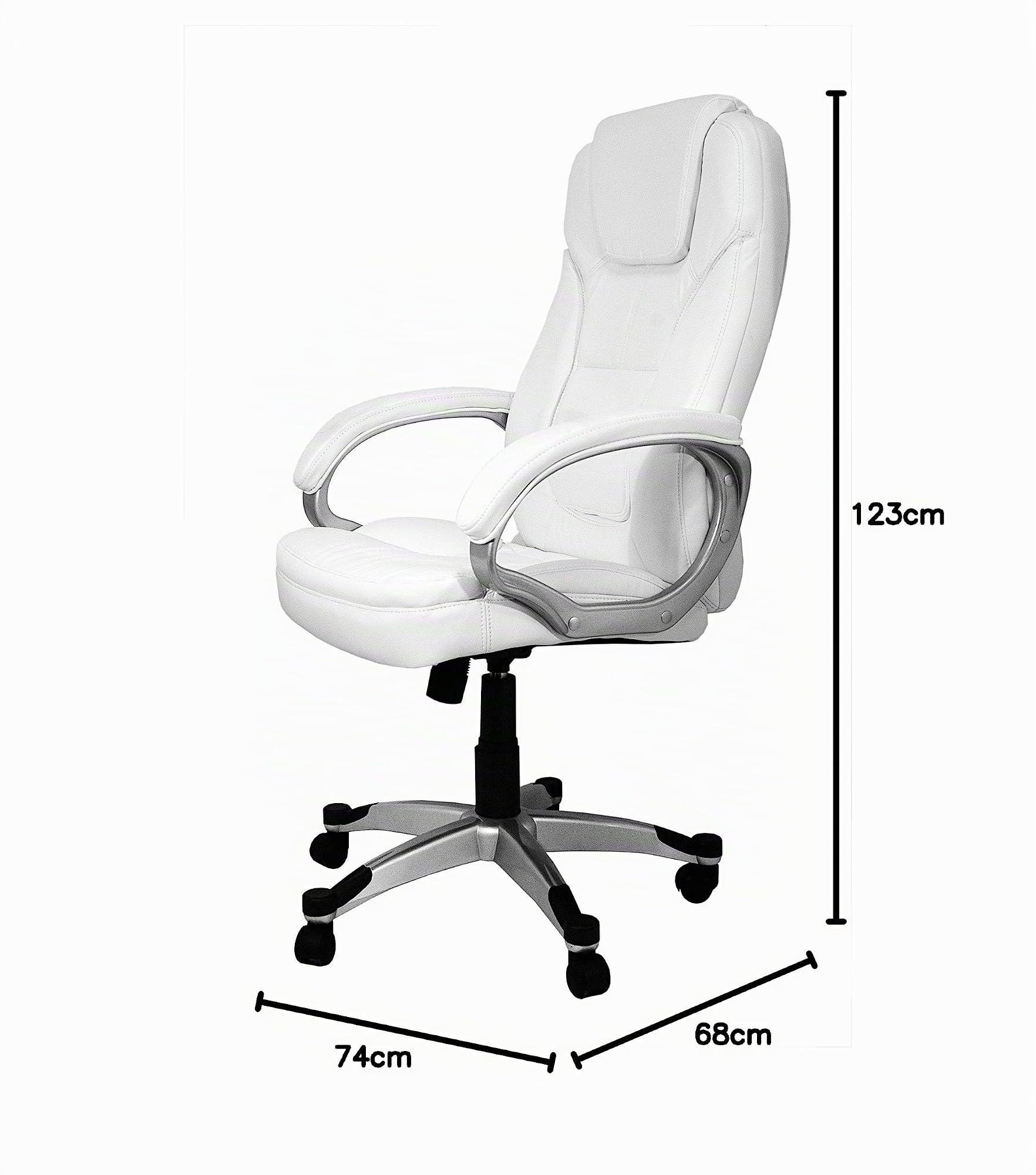 La Silla Española Valencia Silla de Oficina y Despacho, Piel Sintética, Blanco, 68x74x123 cm