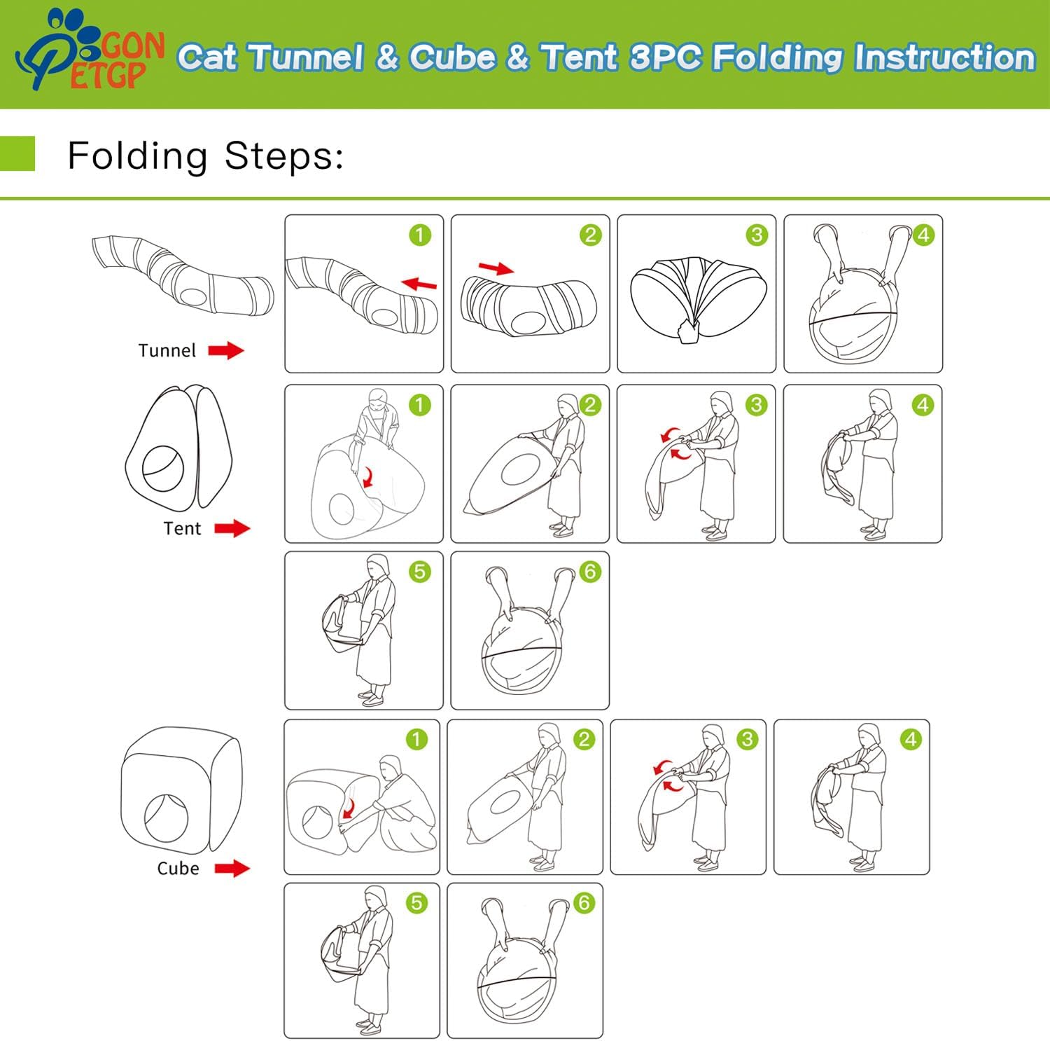 Outdoor Cat Enclosures, Cat Tunnels Catio Tents Cubes for Indoor Cats with Play Ball, Collapsible Outside Playpen Tunnel for Kitty, Rabbit, Puppy and Small Animals