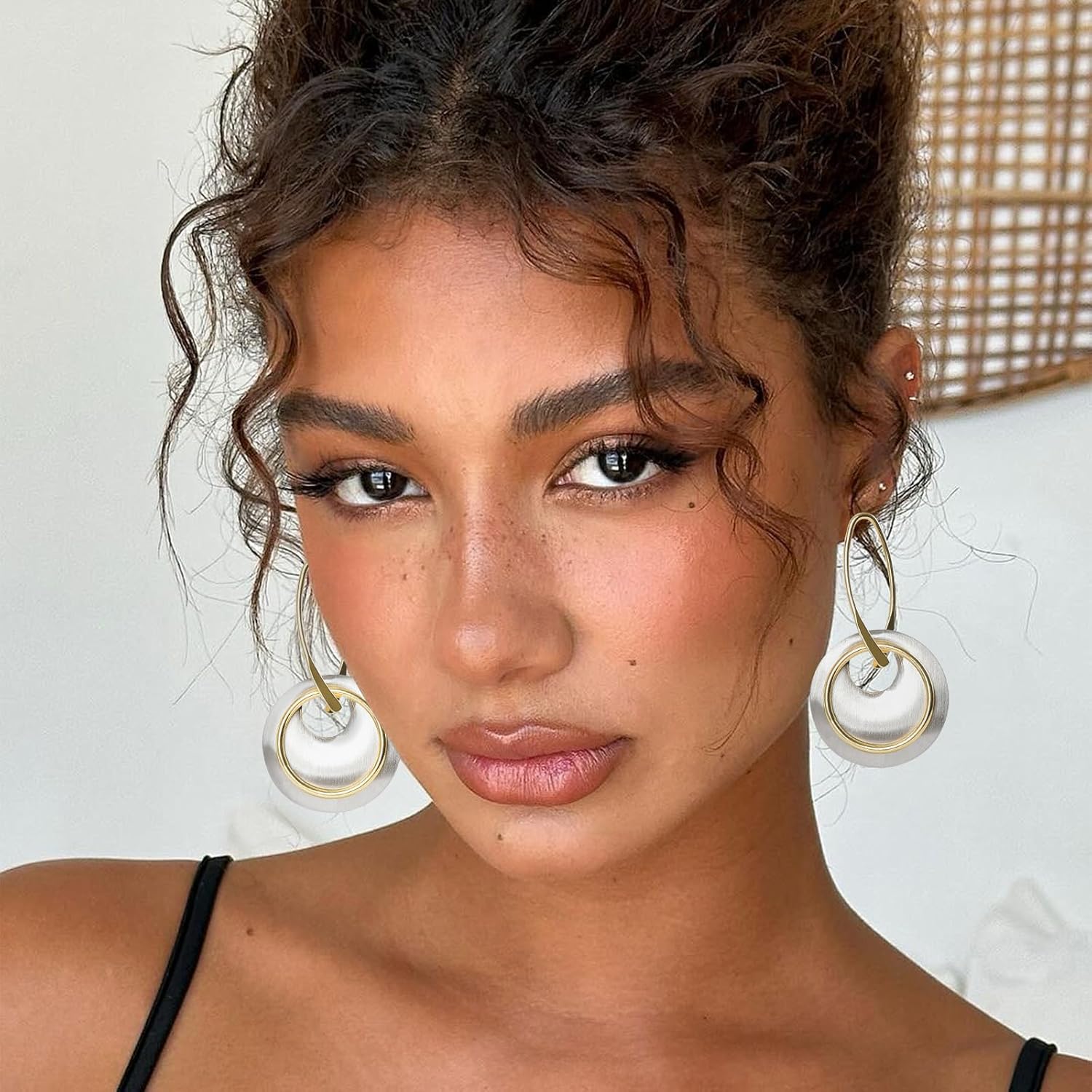 Boho Vintage Drop Earrings, Statement Irregular Hollow Earrings for Women, Geometric Round Waterdrop Leaf Handmade Dangle Earrings, Ethnic Style Vintage Bohemian Set as Birthday Christmas Gifts - Image 4