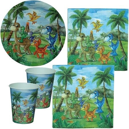 Ensemble De Fete Motif Dinosaure 44 Pieces Anniversaire D Enfant Pour 12 Enfants 12 Assiettes En Carton 12 Gobelets Serviettes Prehistoire T Rex Enfants Amazon Fr Cuisine Et Maison