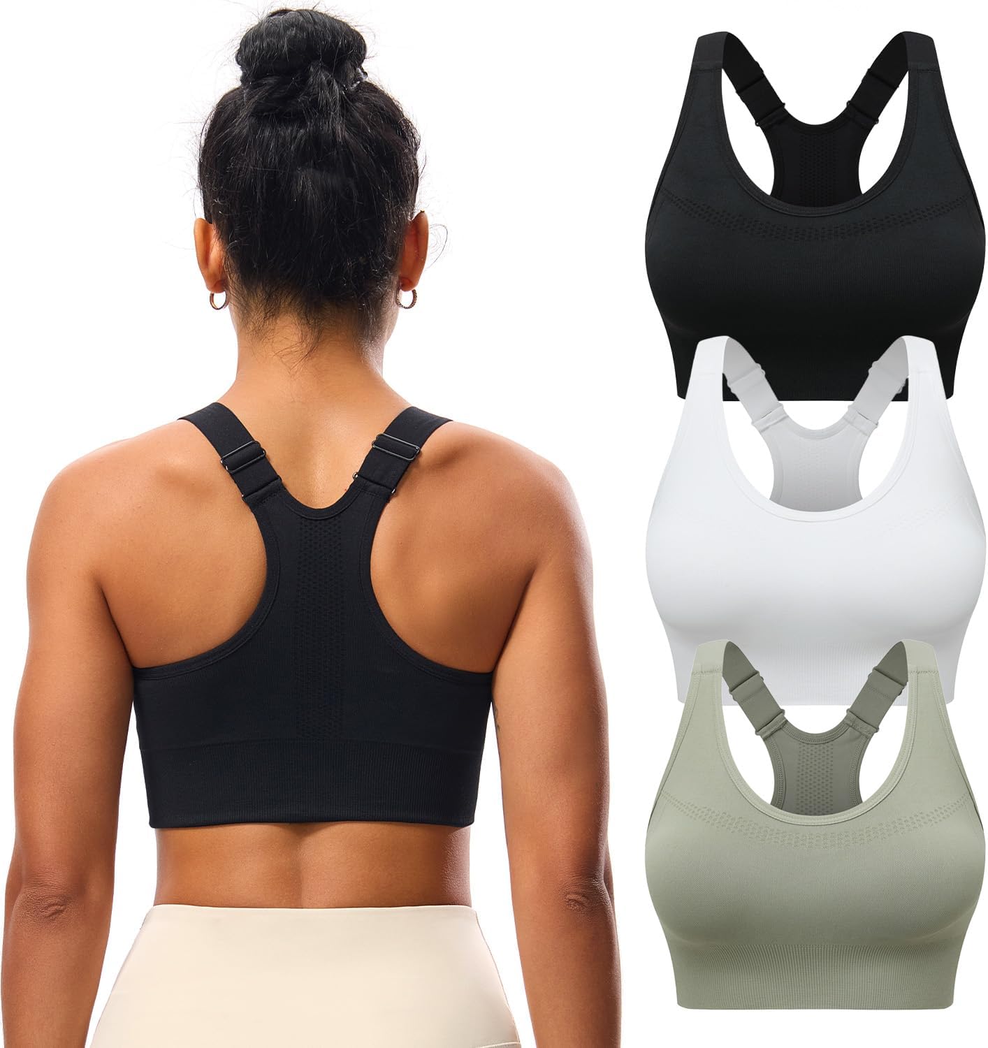 Sports Bras for Women, High Impact Support, Breathable Mesh, Adjustable Straps for Running & Gym Yoga Workout Crop Top