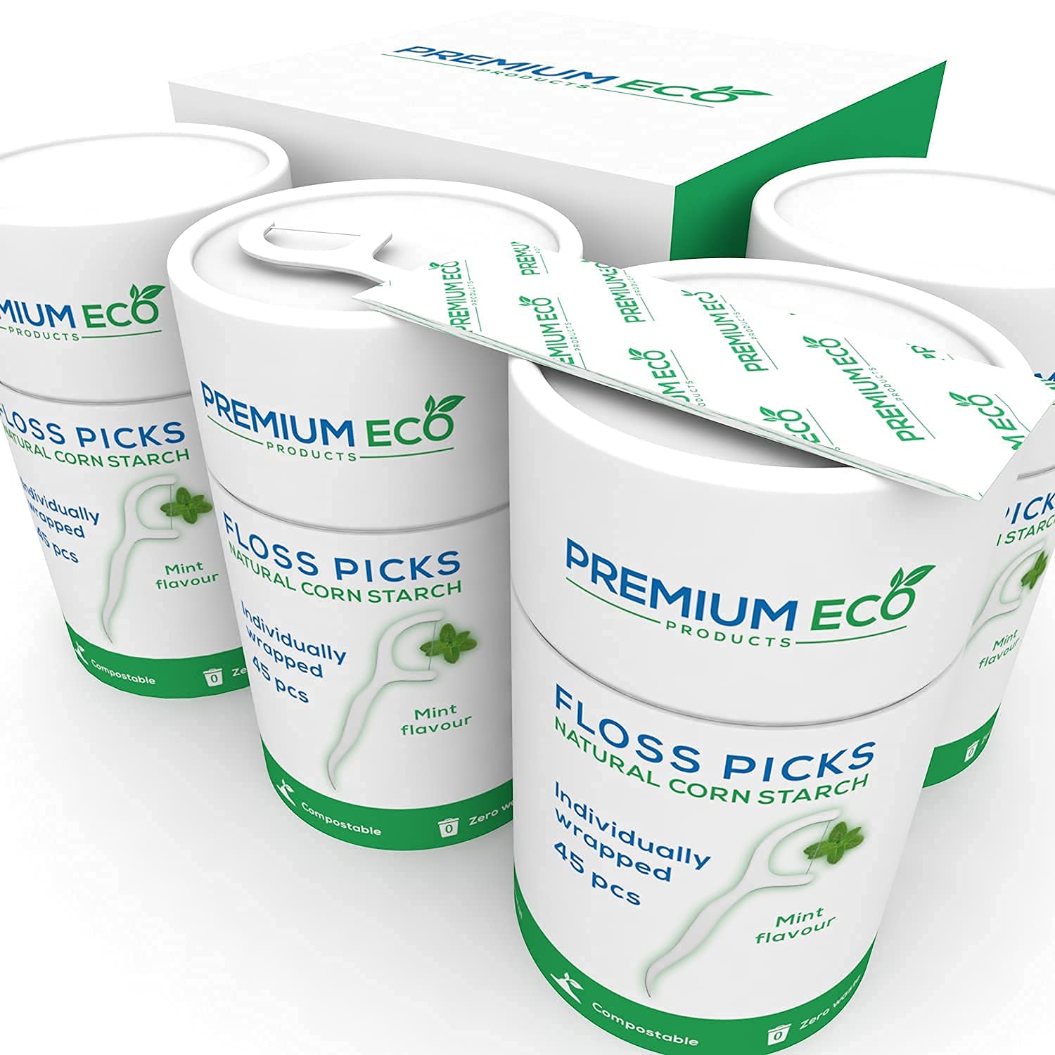 Individually Wrapped Eco Friendly Floss Picks Vegan Biodegradable