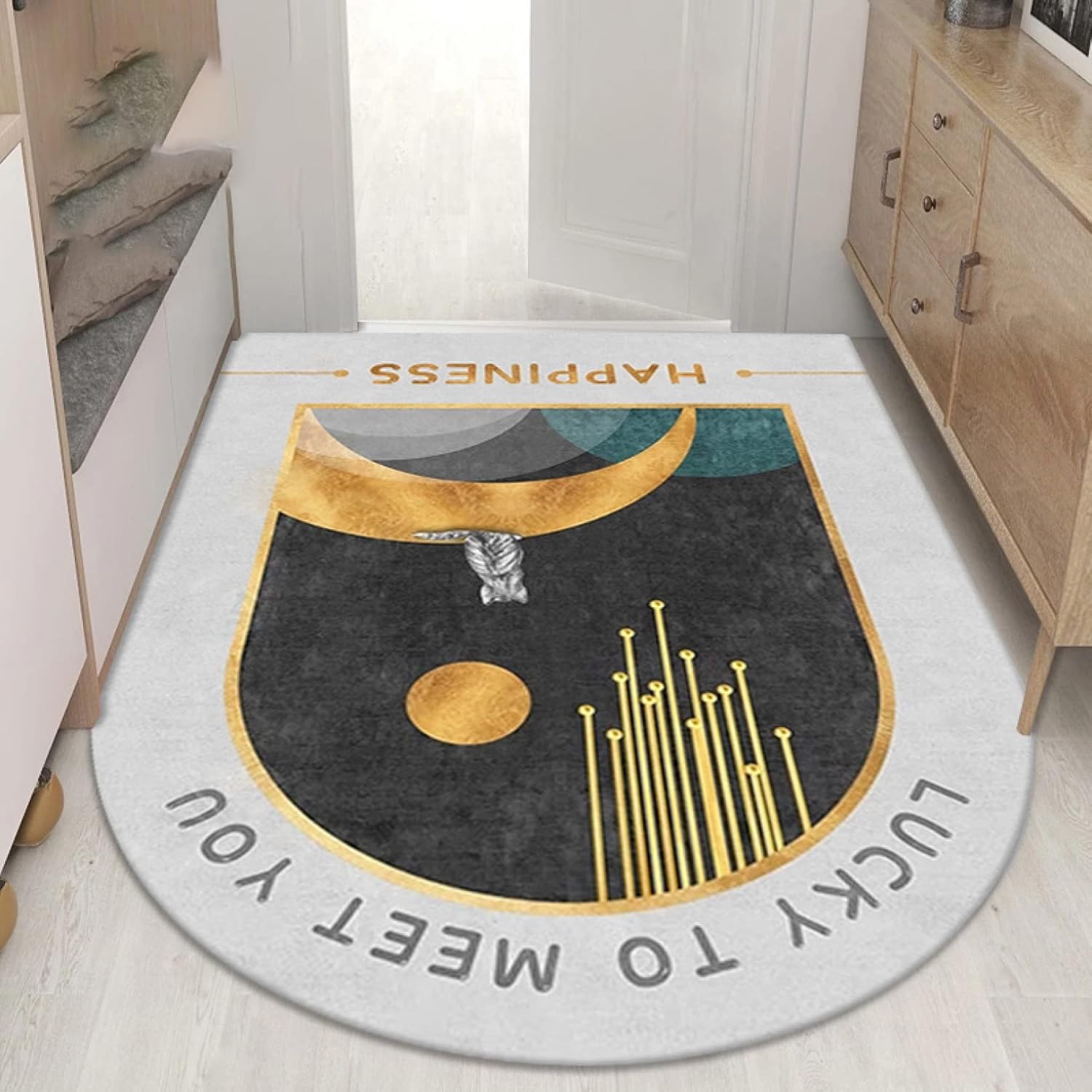 玄関マット室内 ラグ カーペット ドアマット家庭用 屋内 北欧風 吸水性 速乾性 抗菌 洗える 120*160cm 半円形 バスマッ