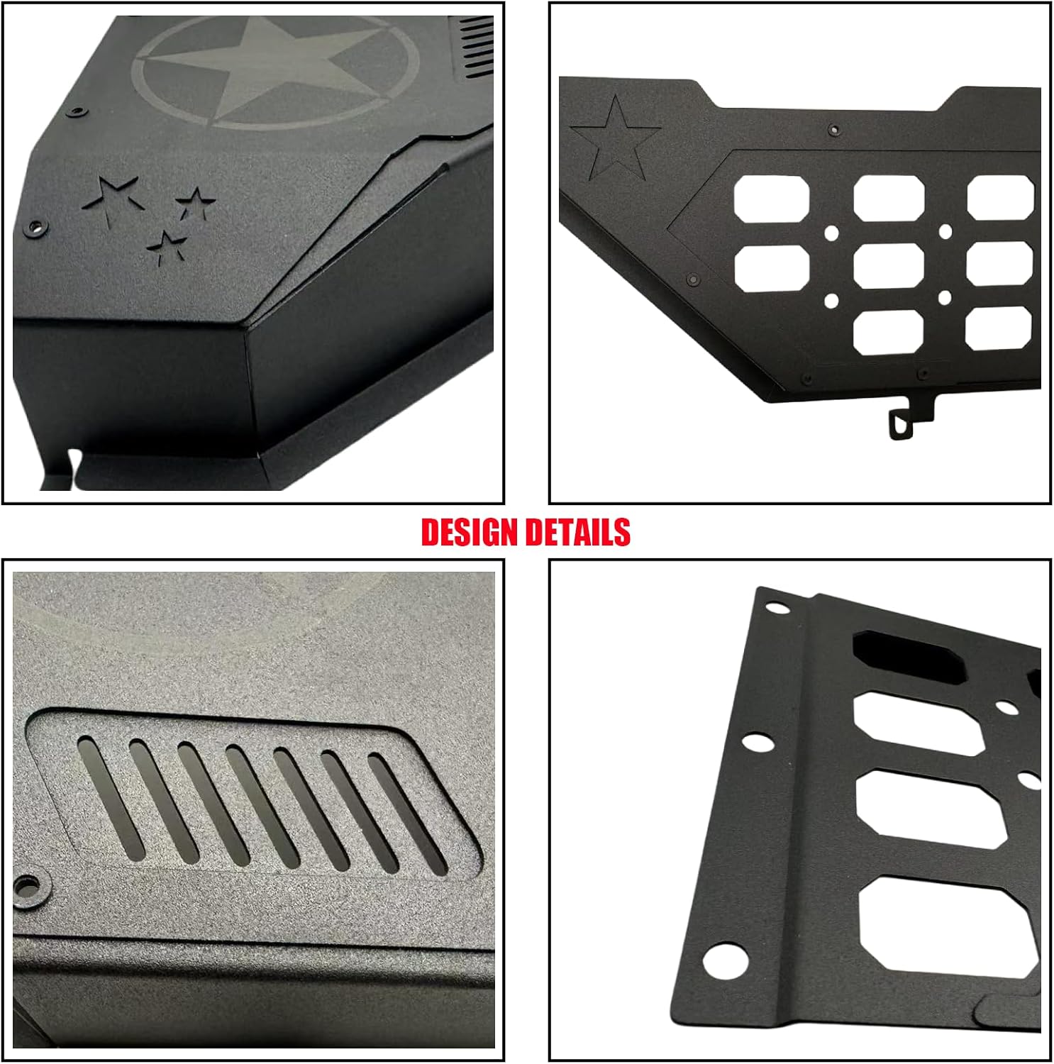 Metal 3D Front Door Pocket Storage Box for Jeep Wrangler JL JLU 4XE 2018-2025 Gladiator JT 2020 2021 2022 2023 2024 2025 Door Storage Organizer Accessories 2PCS (3D hollowed-out Star)