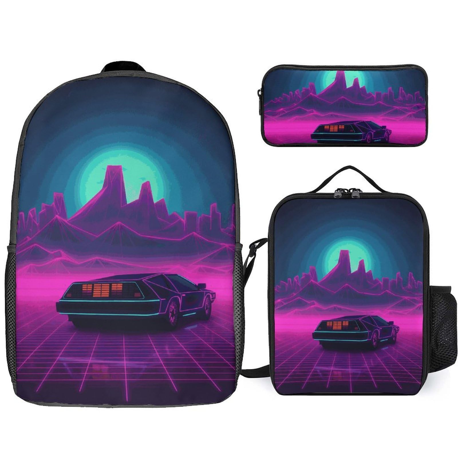 Sac à dos 3 pièces rétrowave avec sac déjeuner isotherme et trousse mixte - 6