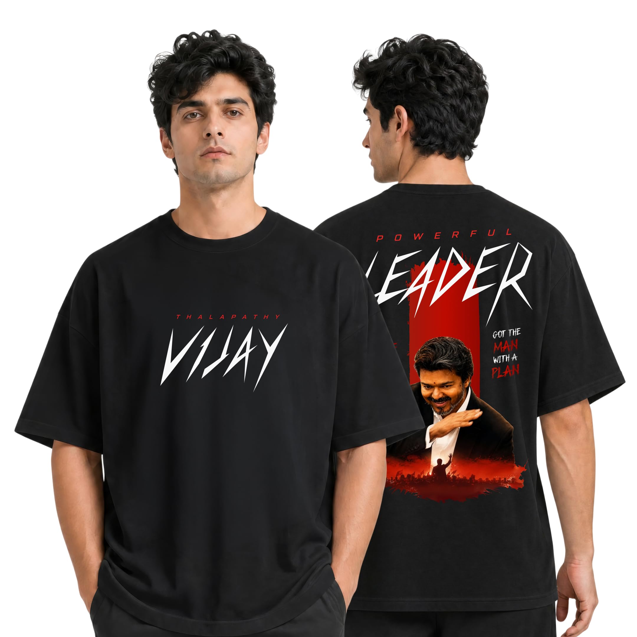 Vijay T Shirt for Men & Women | Jana Nayagan Movie Oversized T Shirt | Thalapathy Vijay Graphic Printed Cotton Round Neck Tees-image-36