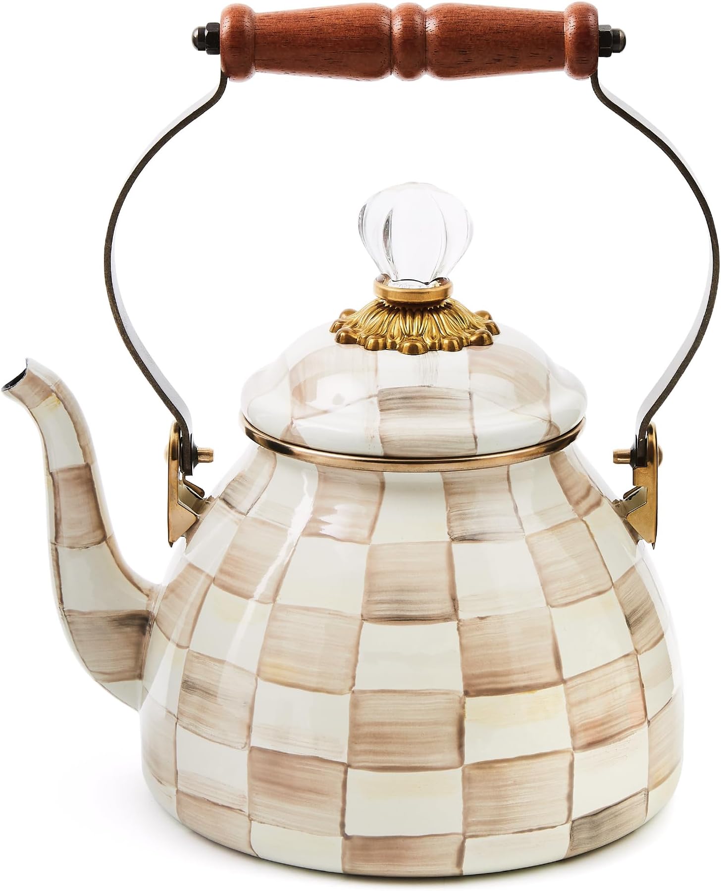 MACKENZIE-CHILDS Mocha Check 2-Quart Tea Kettle