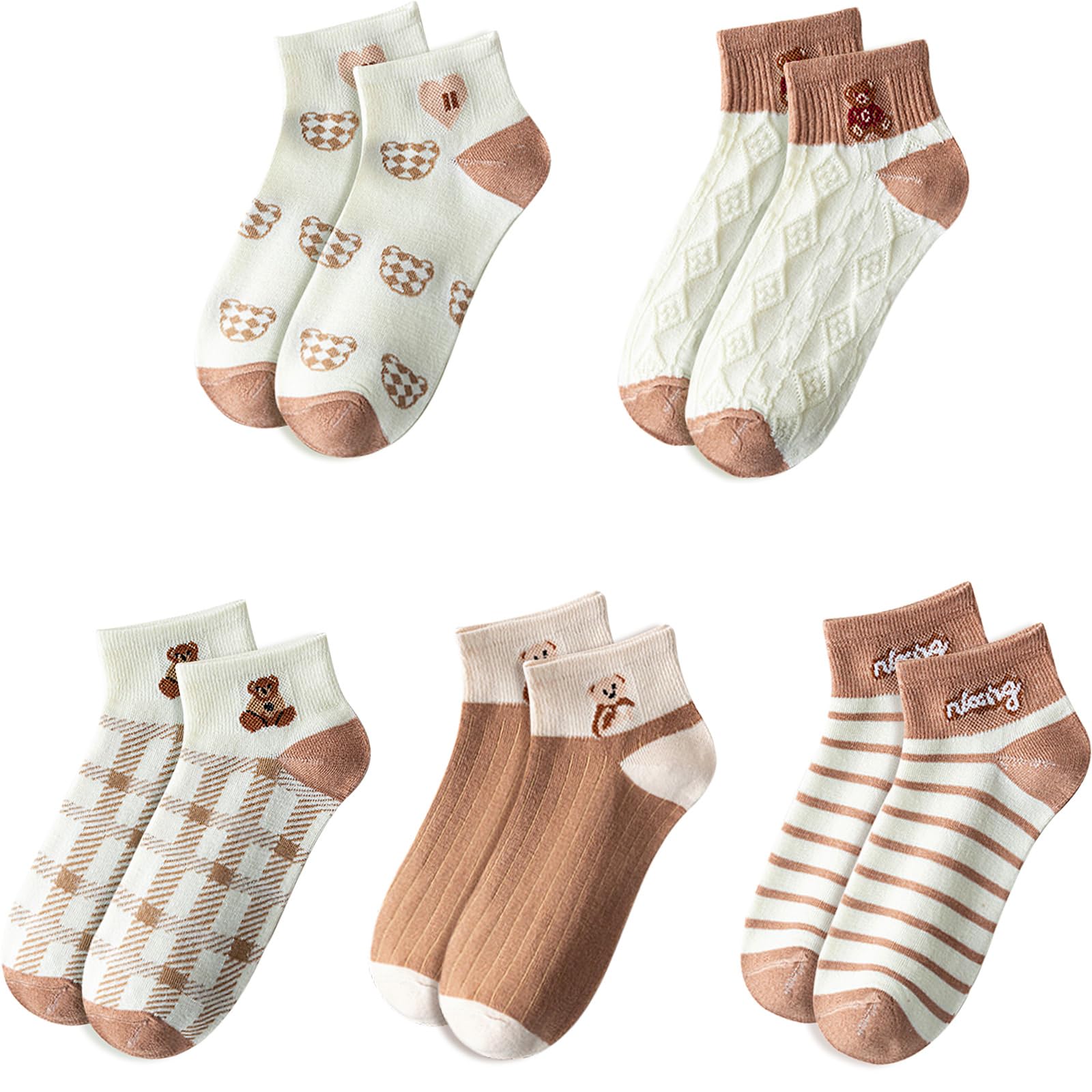 Glamorstar Women Socks Cotton No Show Low Cut Socks Ankle Sock 5 Pack