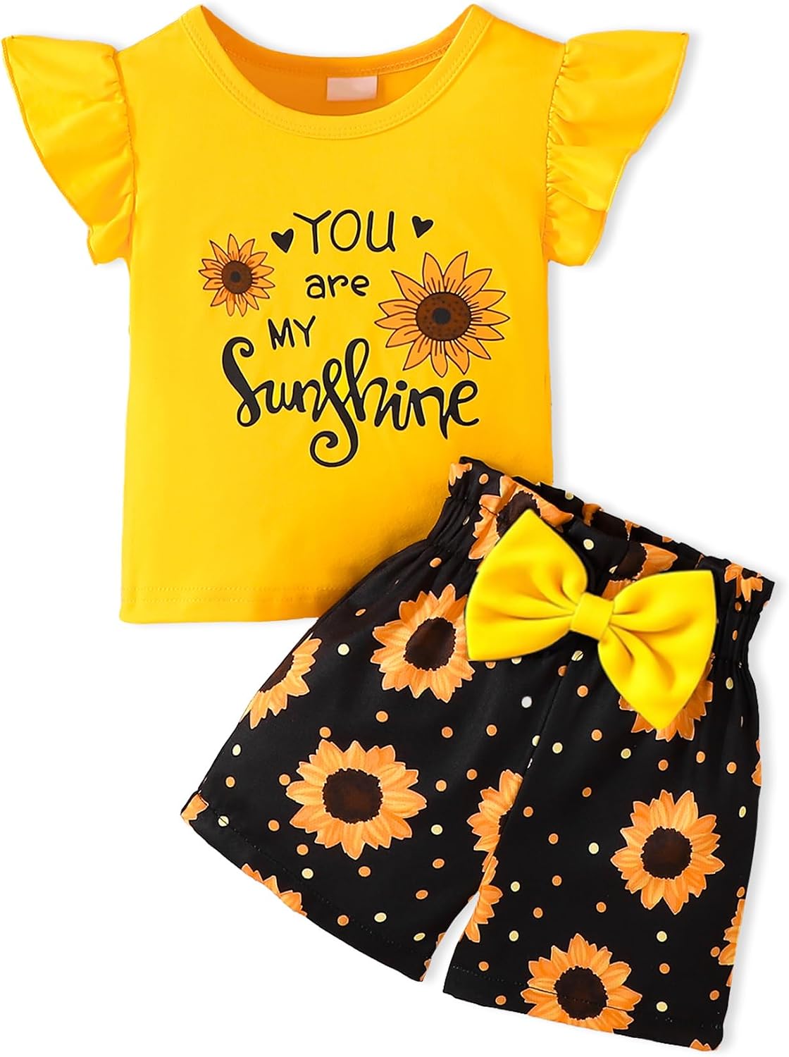 Toddler Baby Girls Clothes Summer Outfits Ruffle Sleeve T-shirt + Shorts Cute Girl Clothing Set 6M-4T