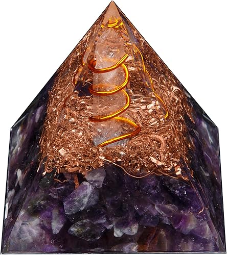 Miniatura 8 de Pirámide de orgón, pirámide de cristal de orgonita de obsidiana metafísica con flor de vida, generador de energía positiva de cristal curativo