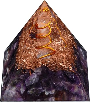 TESTRYE Orgone Pyramid,Amethyst Orgonite Pyramid for Protection,Healing Crystal Gemstone Pyramid