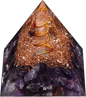 Orgone Pyramid,Amethyst Orgonite Pyramid for Protection,Healing Crystal Gemstone Pyramid
