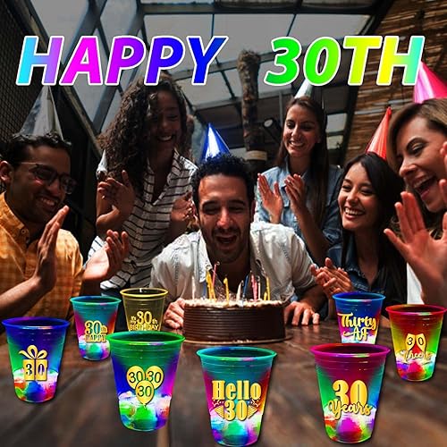 Miniatura 6 de mishunyus 24 piezas de decoraciones brillantes para cumpleaños de 30 años para mujereshombres, suministros de fiesta de cumpleaños, tazas de fiesta
