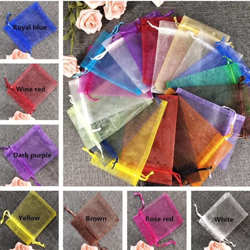 100 Transparente Organza-Beutel Mit Kordelzug – 16,8 X 22,9 Cm, Wiederverwendbar, Perfekt Für Geschenke, Schmuck, Partys & DIY
